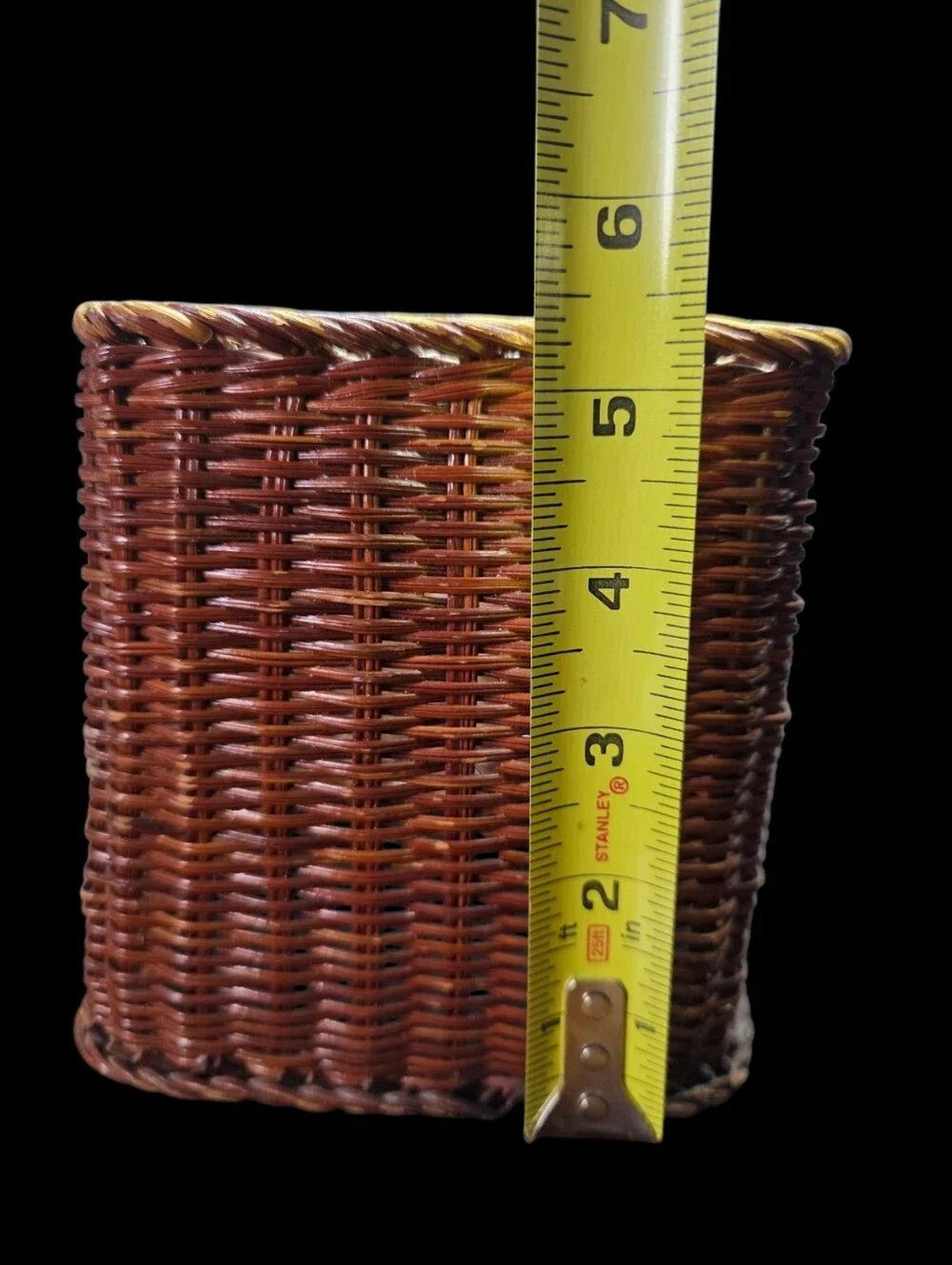 Vintage Woven Rattan Tissue Box Cover - Brown